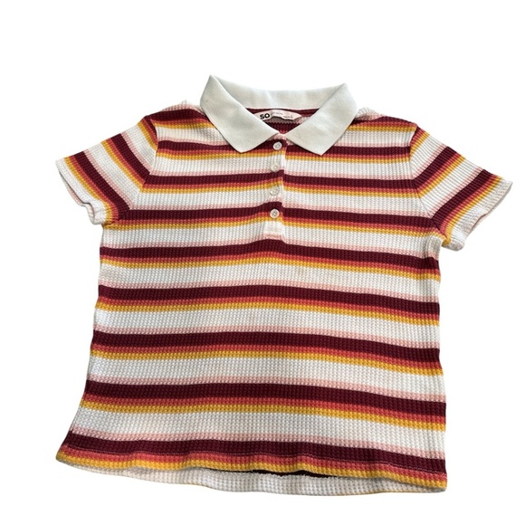 SO Women's Multicolor Striped Polo Blouse - Picture 1 of 10